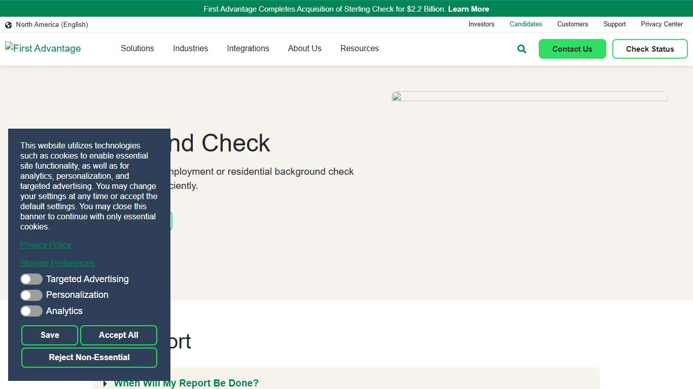 Applicant Background Check Results First Advantage